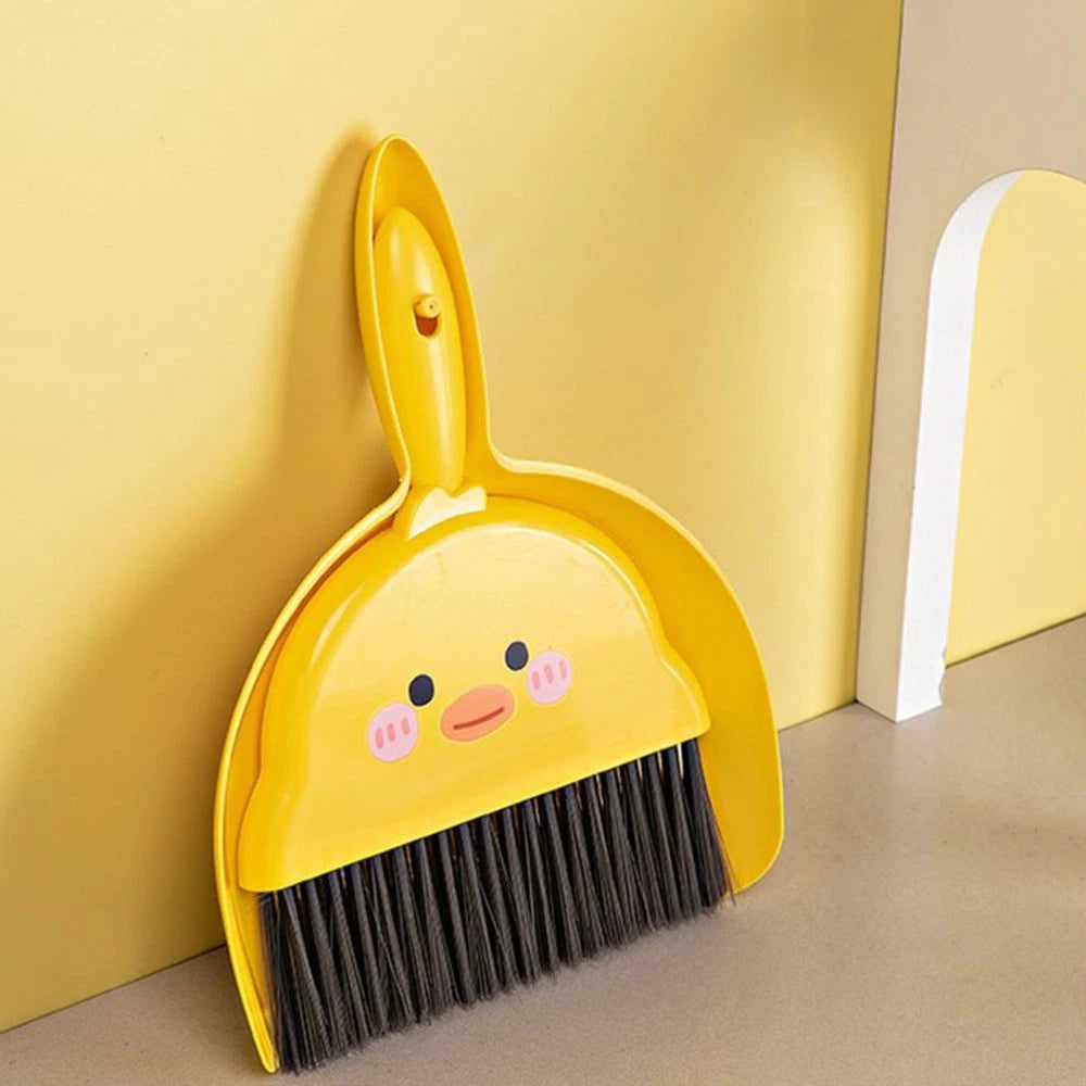 2 Sets Mini Broom Kids Sweeping Brush Toy Pupils Dustpan and Desktop