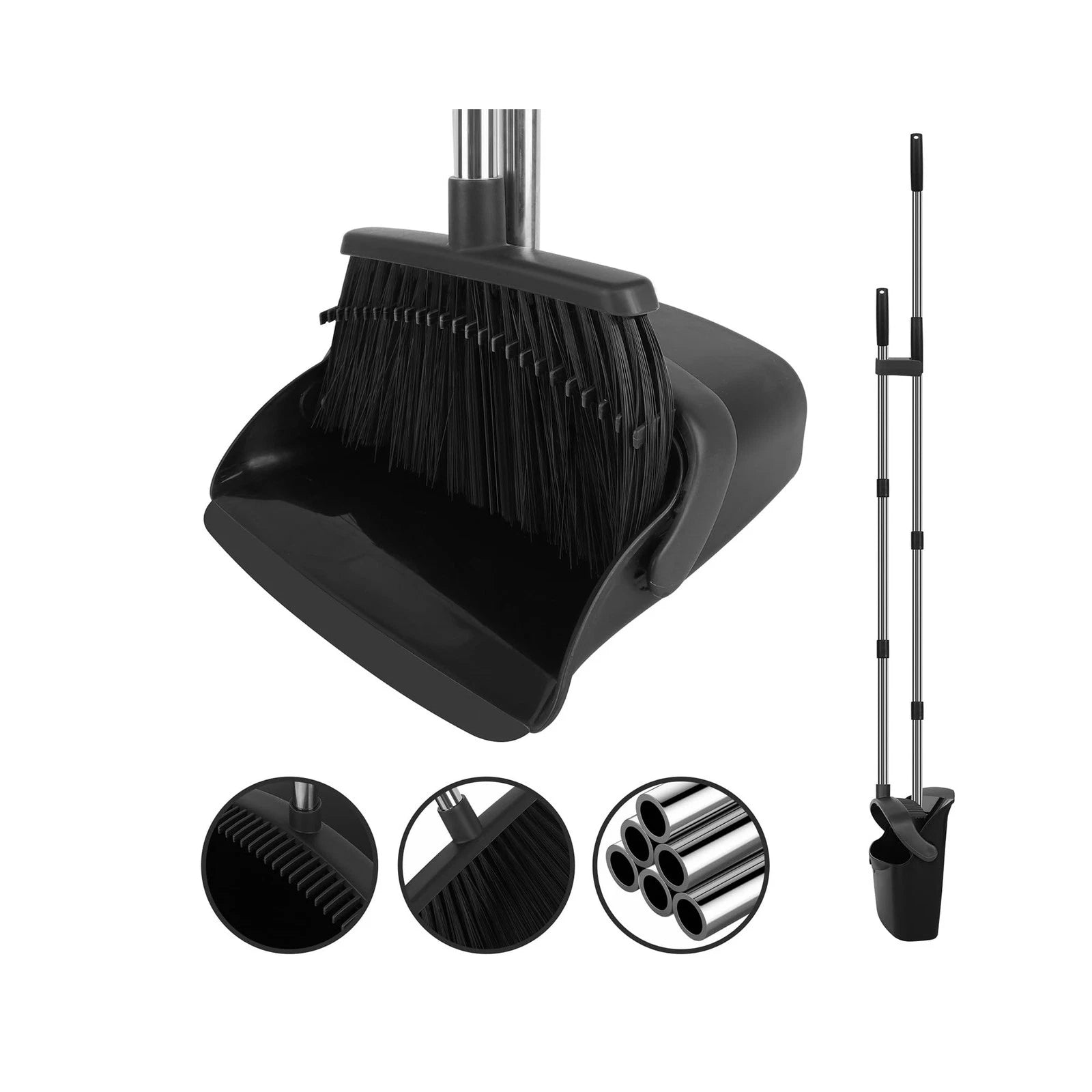 Broom and Dustpan Set 55" Long Handle Large Combo for Kitchen Lobby Office Indoo