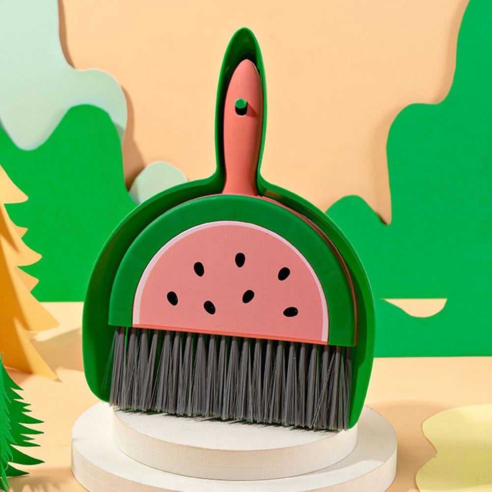 3 Sets Fruit Mini Broom Office Portable Dustpan Countertop Household Brush Tool
