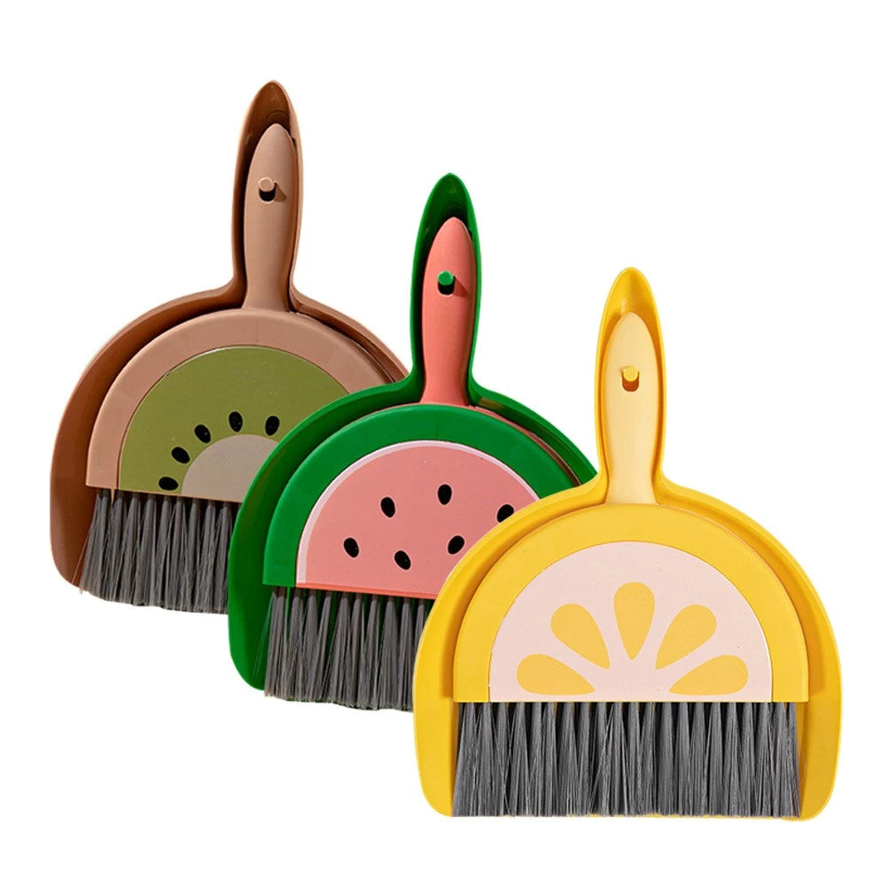 3 Sets Fruit Mini Broom Office Portable Dustpan Countertop Household Brush Tool