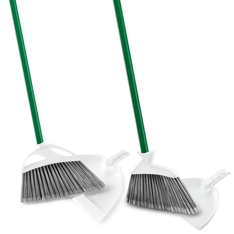 Angle Broom Dustpan Set Indoor Outdoor Cleaning Tools 2 Brooms 2 Dustpans