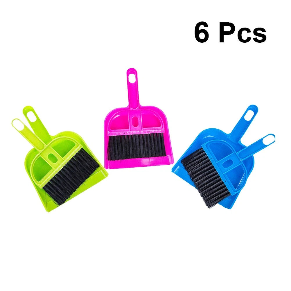 6 Sets Handy Broom Dustpan Sweeping Brush Small Cleaning Mini Desk