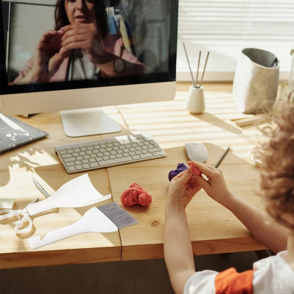 2 Sets Mini Dustpan Broom Desktop Cleaner Small Table Cleaning Kit Hand