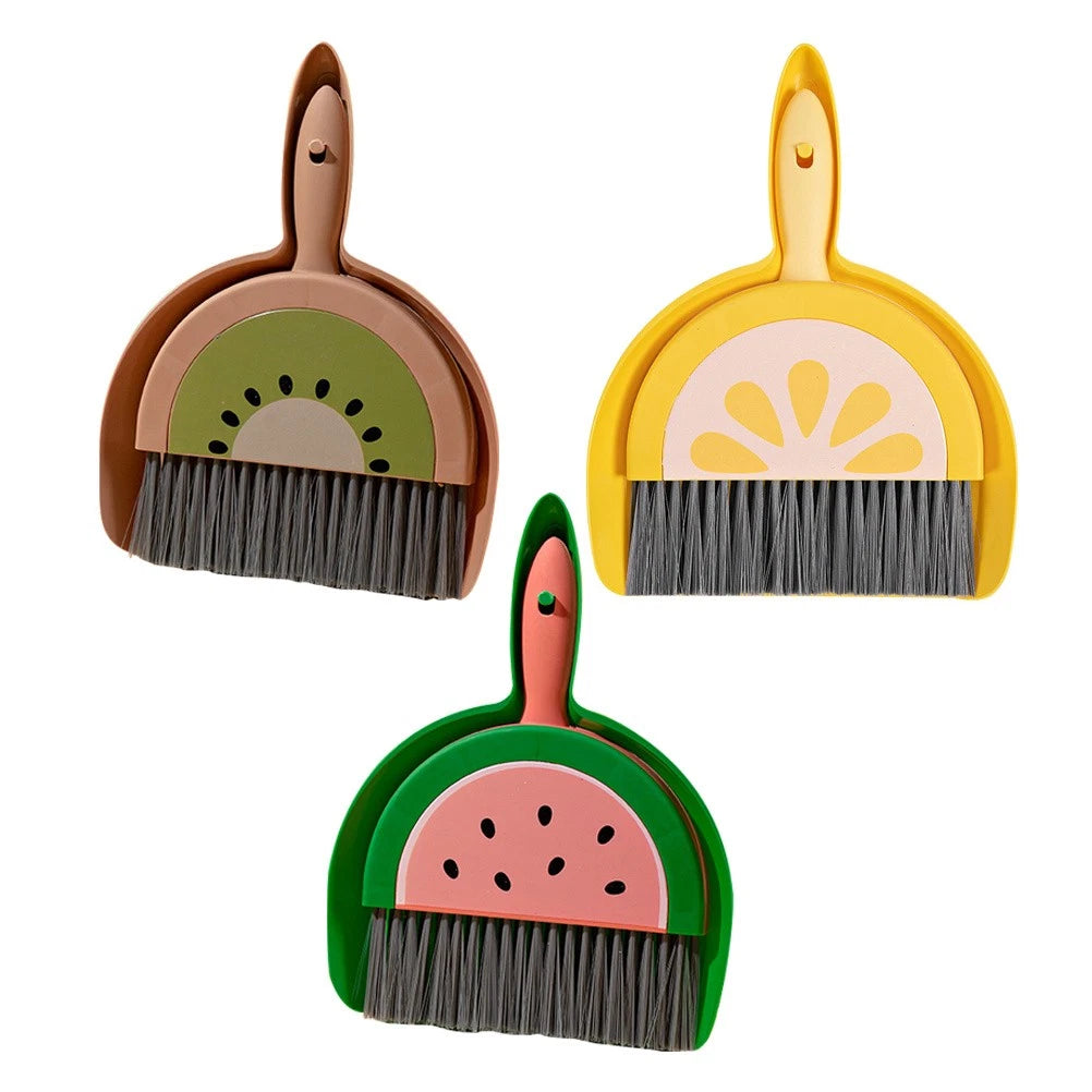 3 Sets Fruit Mini Broom Office Portable Dustpan Countertop Household Brush Tool