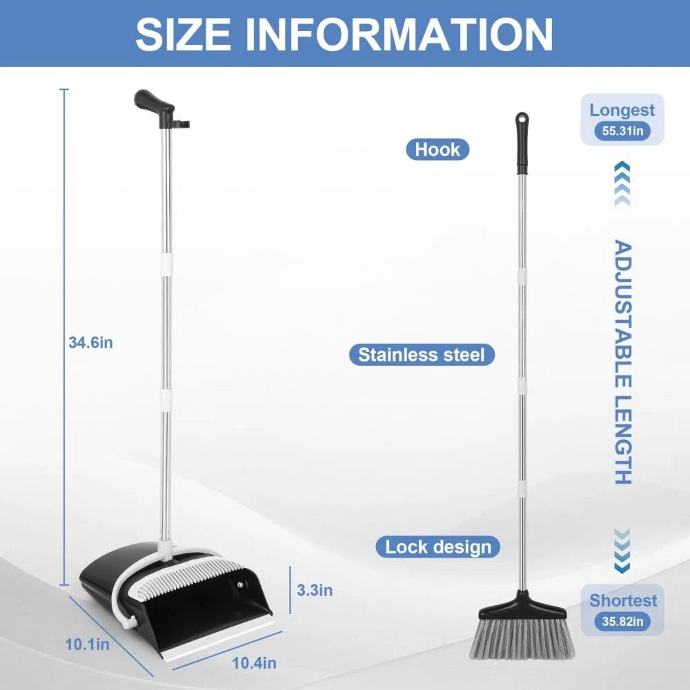 Broom and Dustpan Set Lightweight Upright Lobby Broom and Dust Pan Combo ~