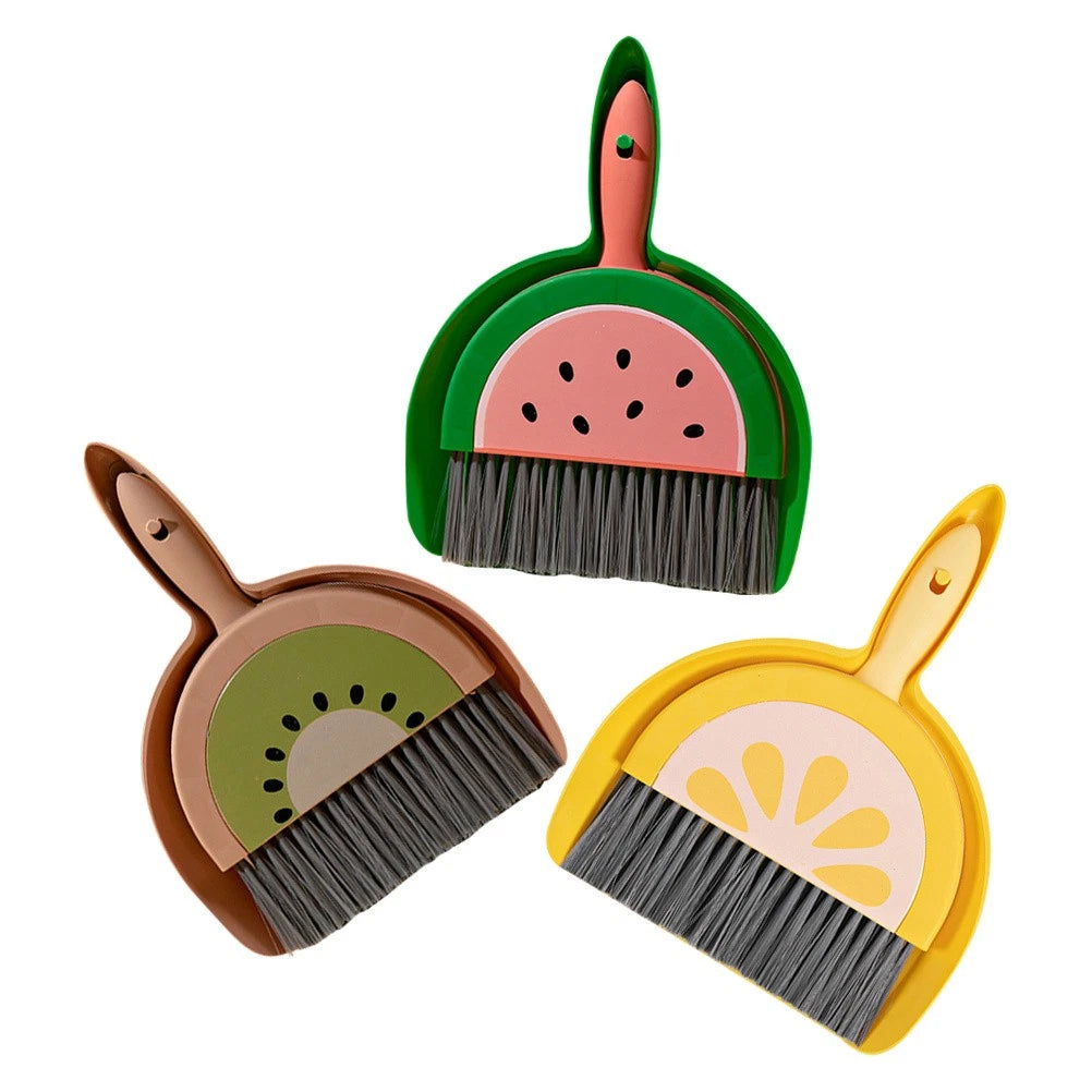 3 Sets Fruit Mini Broom Office Portable Dustpan Countertop Household Brush Tool