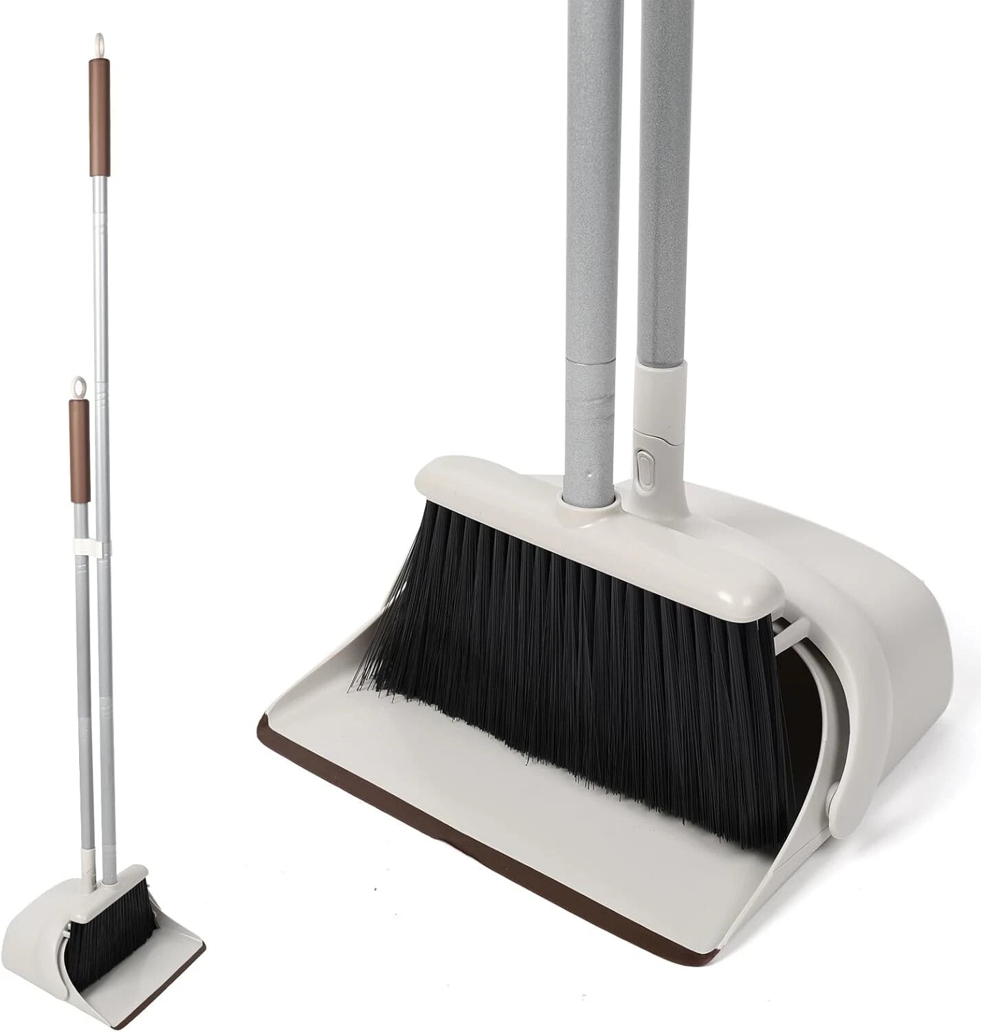 54" Long Handled Broom & Dustpan Set - Efficient Cleaning in Brown & White