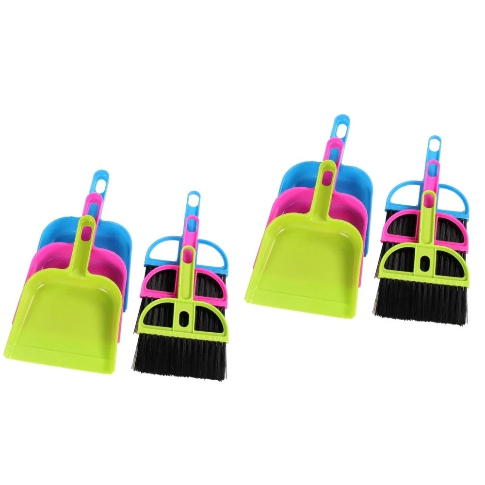 6 Sets Handy Broom Dustpan Sweeping Brush Small Cleaning Mini Desk
