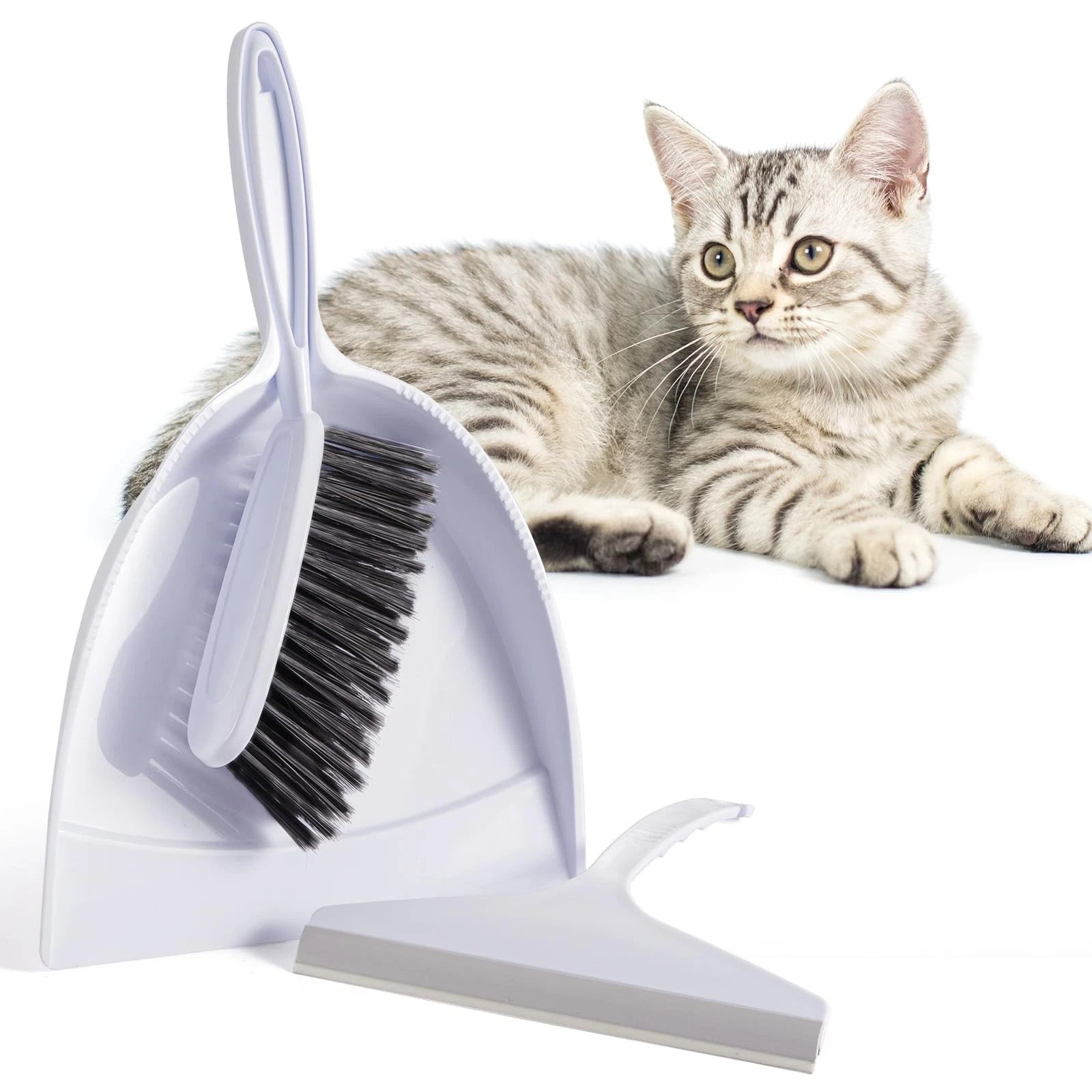 and Brush Set for pet, Handheld Broom Dustpan Cleaning Cat Litter, Car, Small