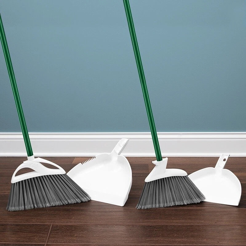 Angle Broom & Dust Pan Set Heavy Duty Cleaning Tools Indoor & Outdoor Use Green