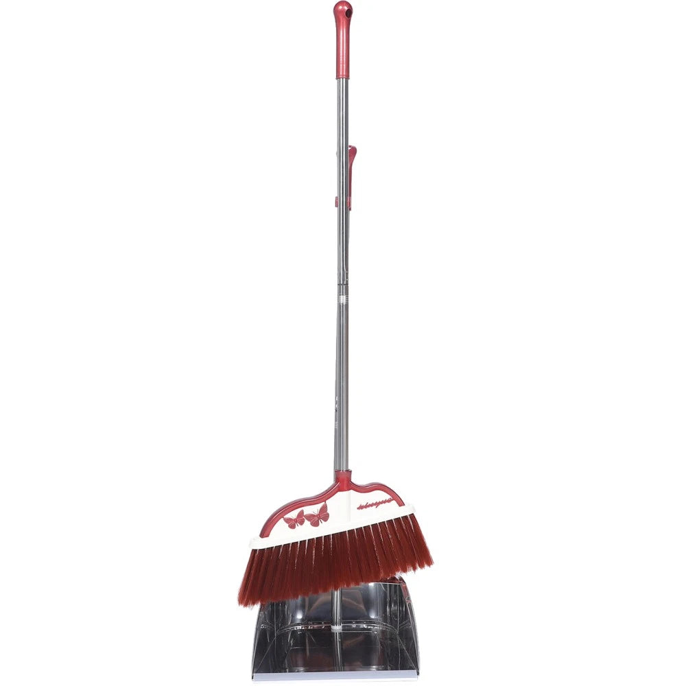 2 Sets Stainless Steel Broom Dustpan and Sweeping Brush Office with