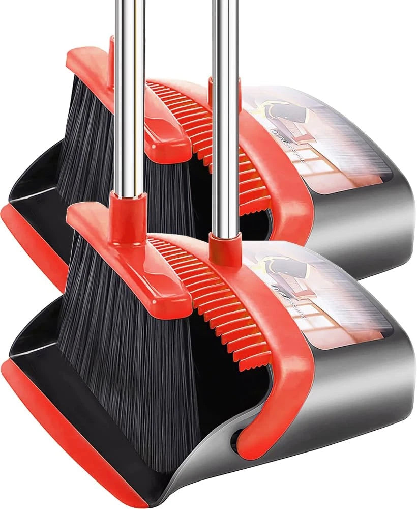 2-Pack is More economical,Broom and Dustpan, with 52" Long Handle, Dustpan Te...