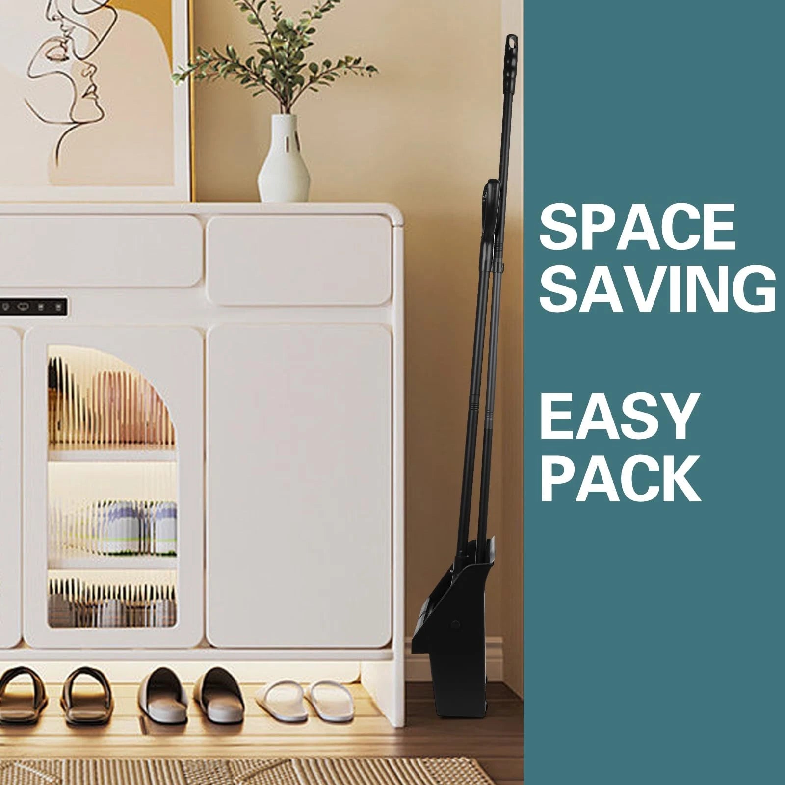 Broom and Dustpan Combo Set Large Long Handle Stiff Bristles for Indoor Outdoor