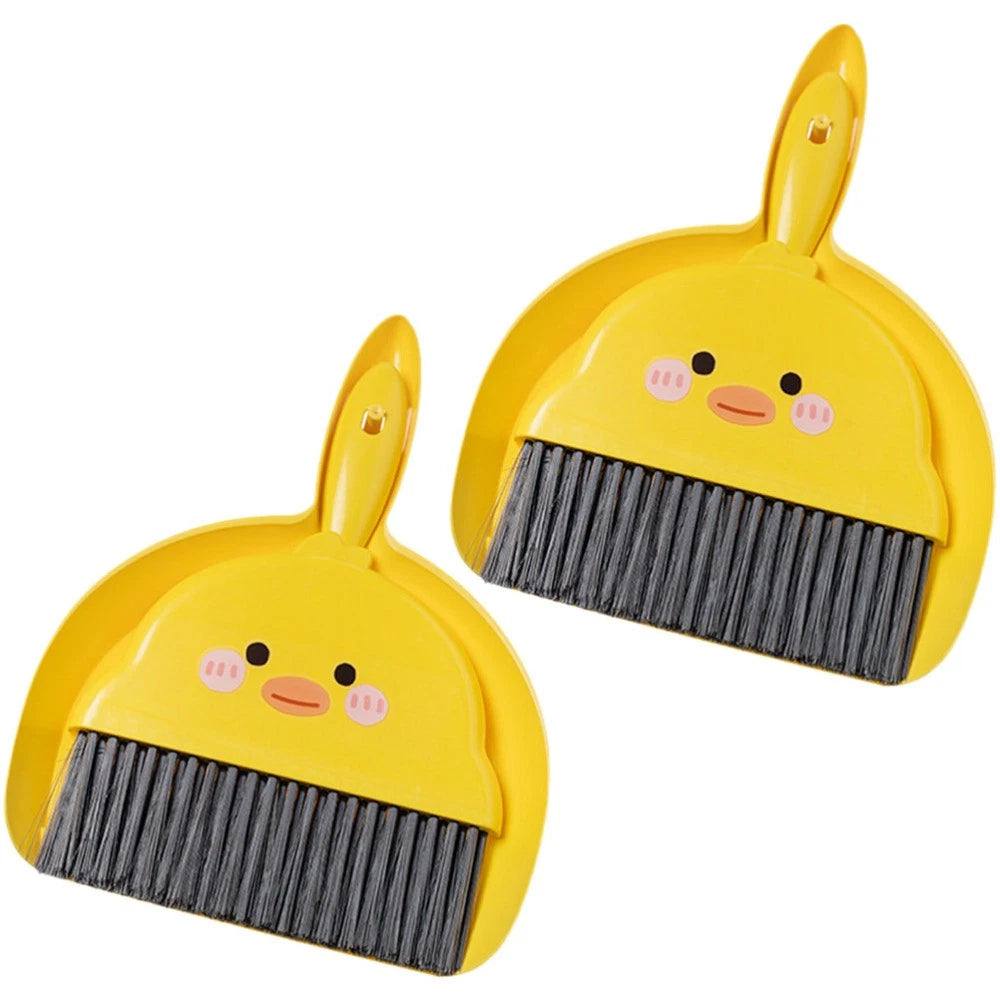2 Sets Mini Broom Desktop Kids Sweeping Brush Toy Pupils Small Pan Tabletop