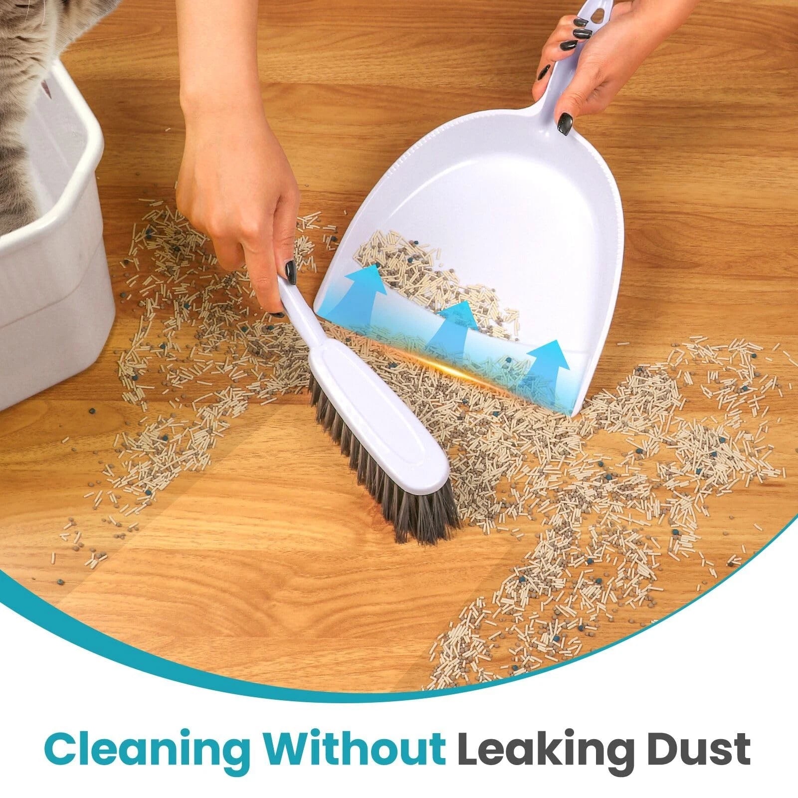 and Brush Set for pet, Handheld Broom Dustpan Cleaning Cat Litter, Car, Small