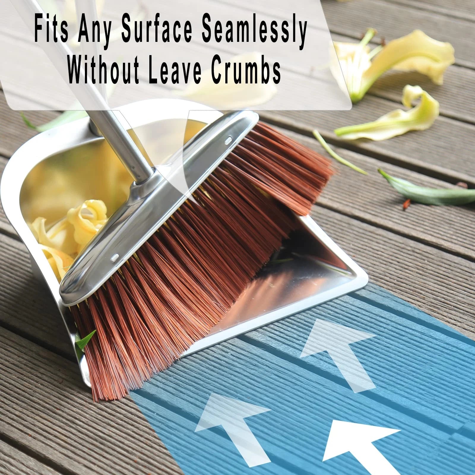 Broom and Dustpan Set for Home, 56" Kitchen Broom with Dustpan Combo Set, Hea...