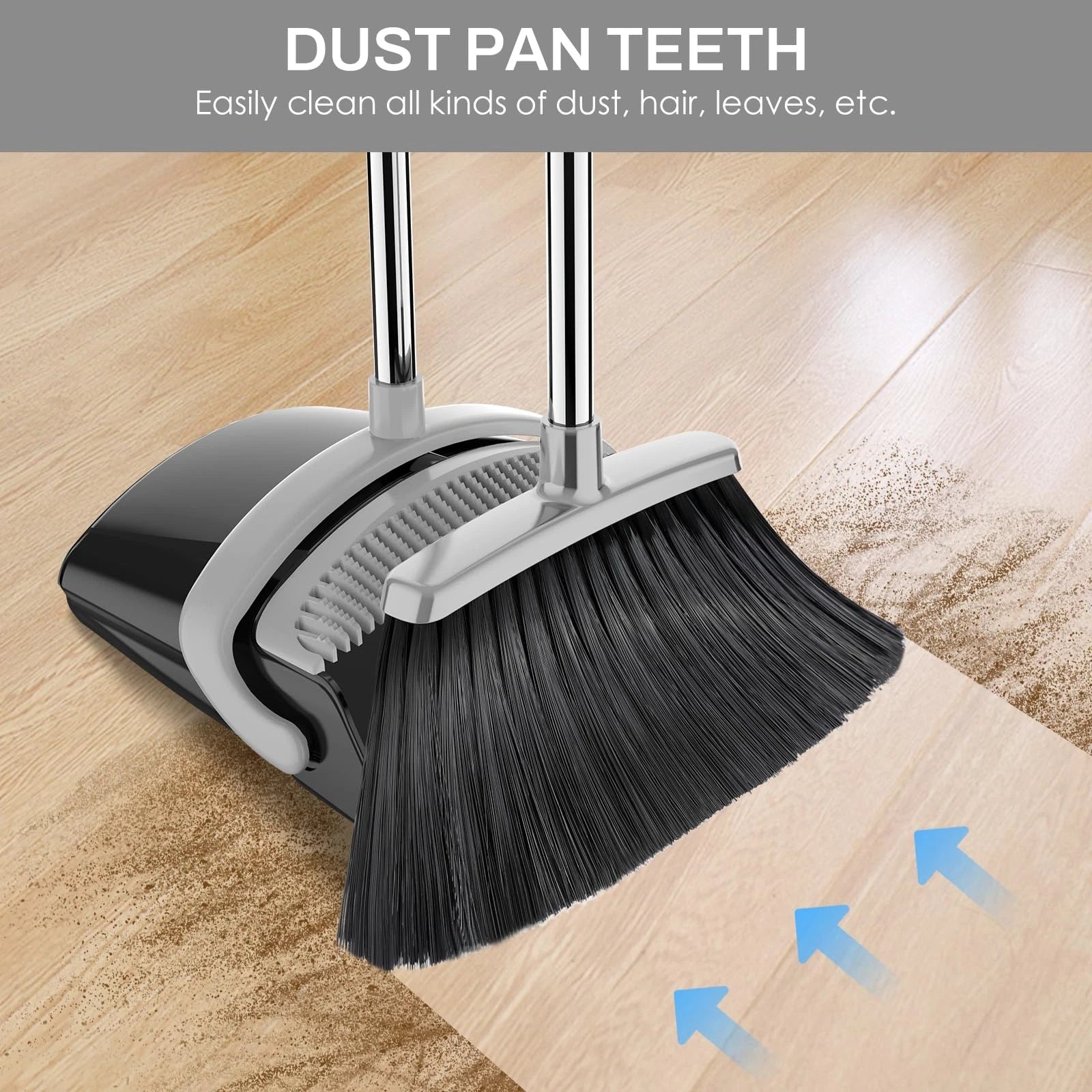 Broom and Dustpan Set for Home 51-in Long Adjustable Handle Angle Broom and D...