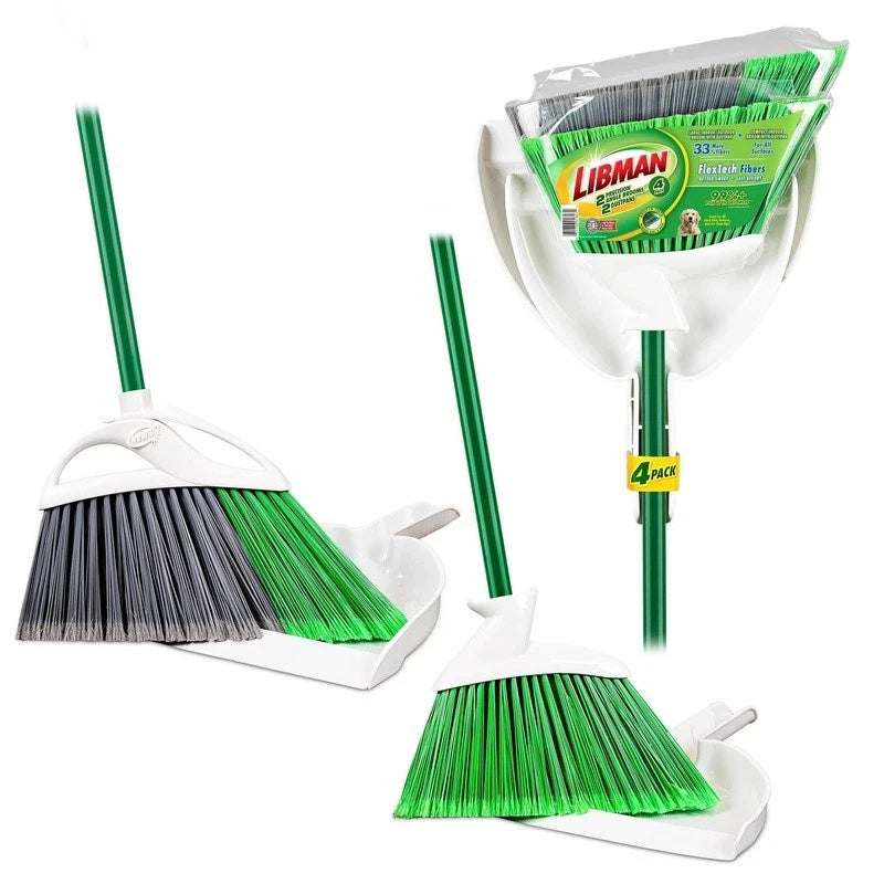 Angle Broom Dustpan Set Indoor Outdoor Cleaning Tools 2 Brooms 2 Dustpans