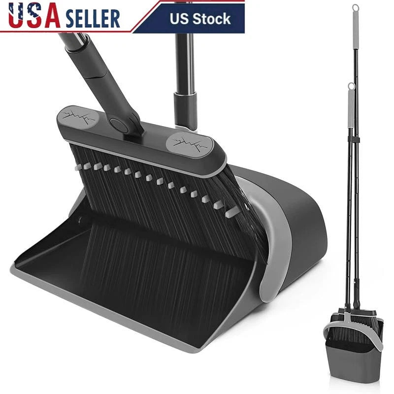 Broom & Dustpan Set Extendable Swivel Brush Comb Teeth Cleaning Multifunctional