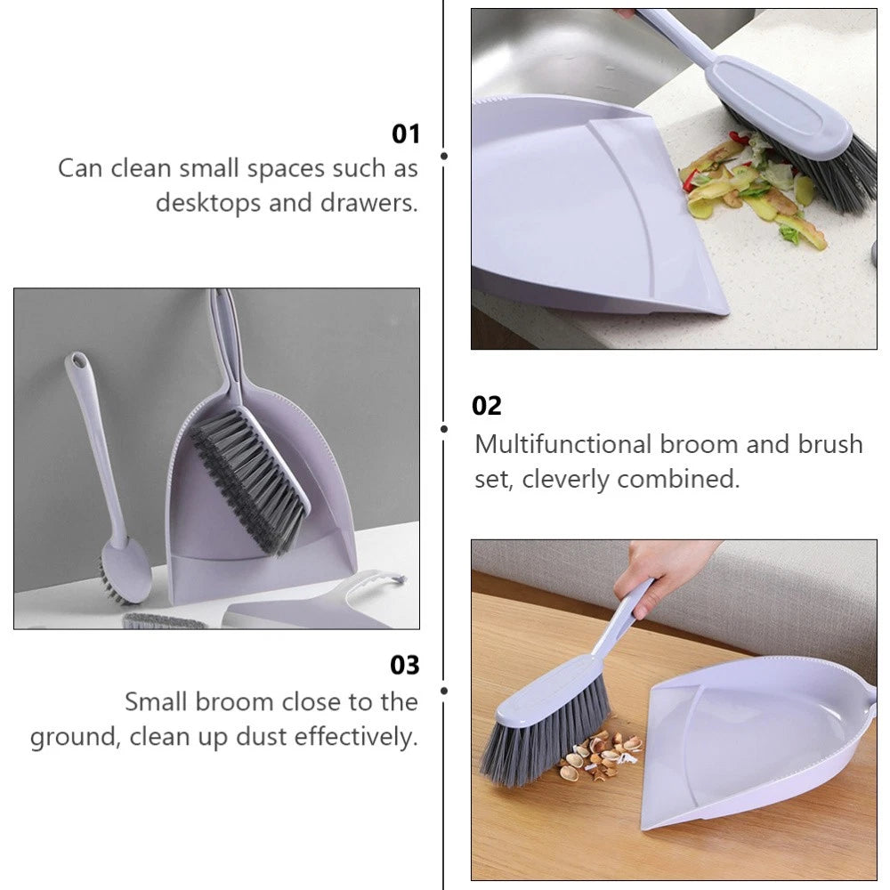2 Pack Broom Dustpan Child Mini Table Brush Small Cleaning for Desk