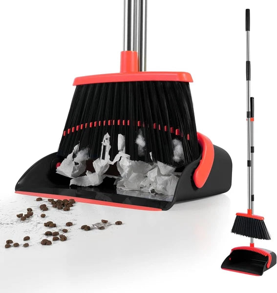 Adjustable 54-in Broom & Dustpan Set with Teeth for Hair Cleaning