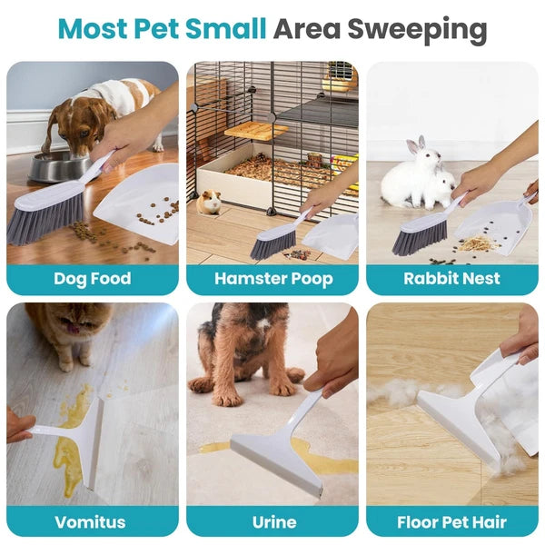 and Brush Set for pet, Handheld Broom Dustpan Cleaning Cat Litter, Car, Small