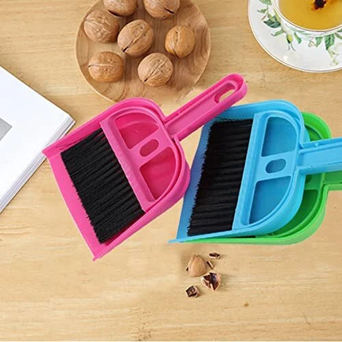 6 Pack Mini Hand Broom and Dustpan Set Cleaning Tools for Desk Car Pet Cage