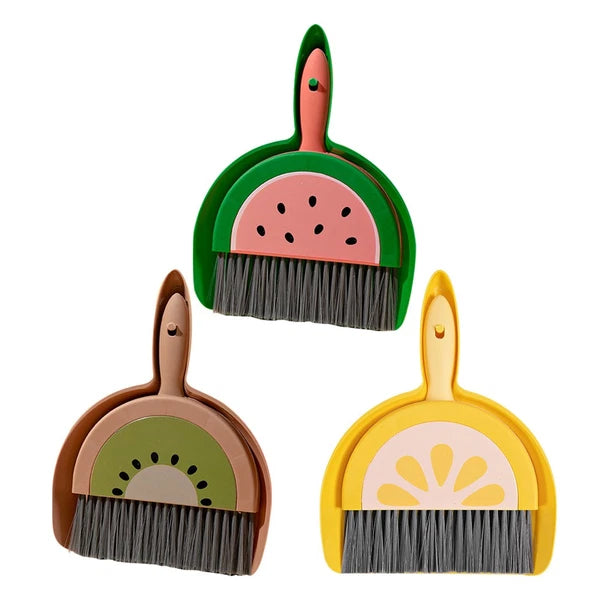 3 Sets Fruit Mini Broom Office Portable Dustpan Countertop Household Brush Tool