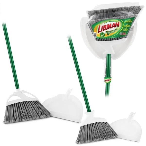 Angle Broom & Dust Pan Set Heavy Duty Cleaning Tools Indoor & Outdoor Use Green