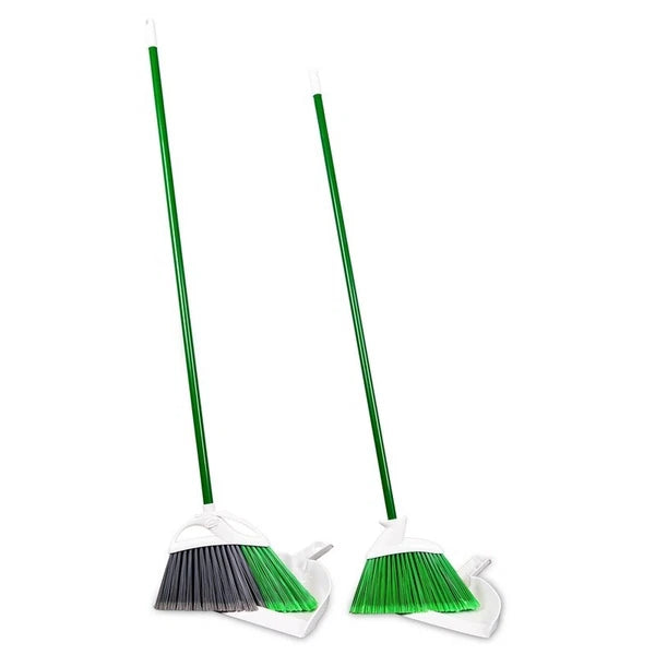 Angle Broom Dustpan Set Indoor Outdoor Cleaning Tools 2 Brooms 2 Dustpans