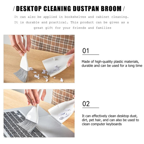 2 Sets Mini Dustpan Broom Desktop Cleaner Hand Cleaning Supplies