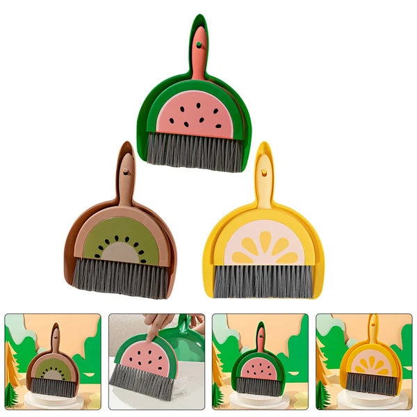 3 Sets Fruit Mini Broom Office Portable Dustpan Countertop Household Brush Tool