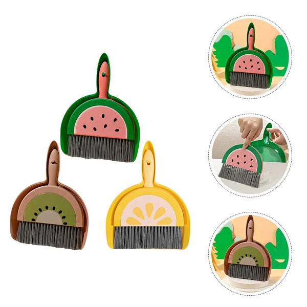 3 Sets Fruit Mini Broom Office Portable Dustpan Countertop Household Brush Tool