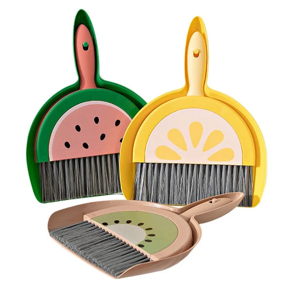 3 Sets Fruit Mini Broom Office Portable Dustpan Countertop Household Brush Tool