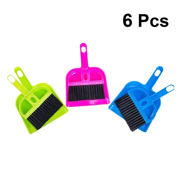 6 Sets Handy Broom Dustpan Sweeping Brush Small Cleaning Mini Desk
