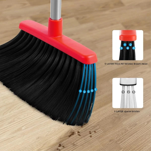 Adjustable 54-in Broom & Dustpan Set with Teeth for Hair Cleaning