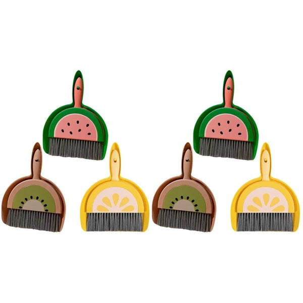 3 Sets Fruit Mini Broom Office Portable Dustpan Countertop Household Brush Tool