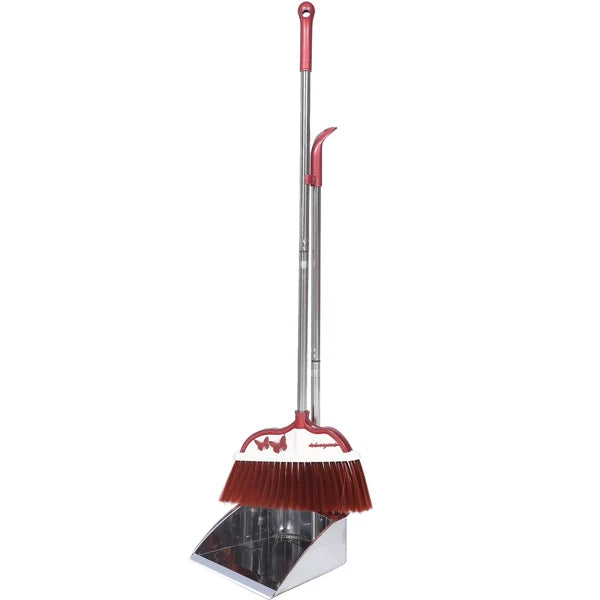 2 Sets Stainless Steel Broom Dustpan and Sweeping Brush Office with