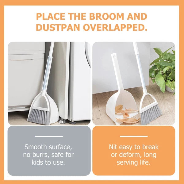 4 Pcs Small Broom and Dustpan Set Child Kids Housekeeping Cleaning Supplies for