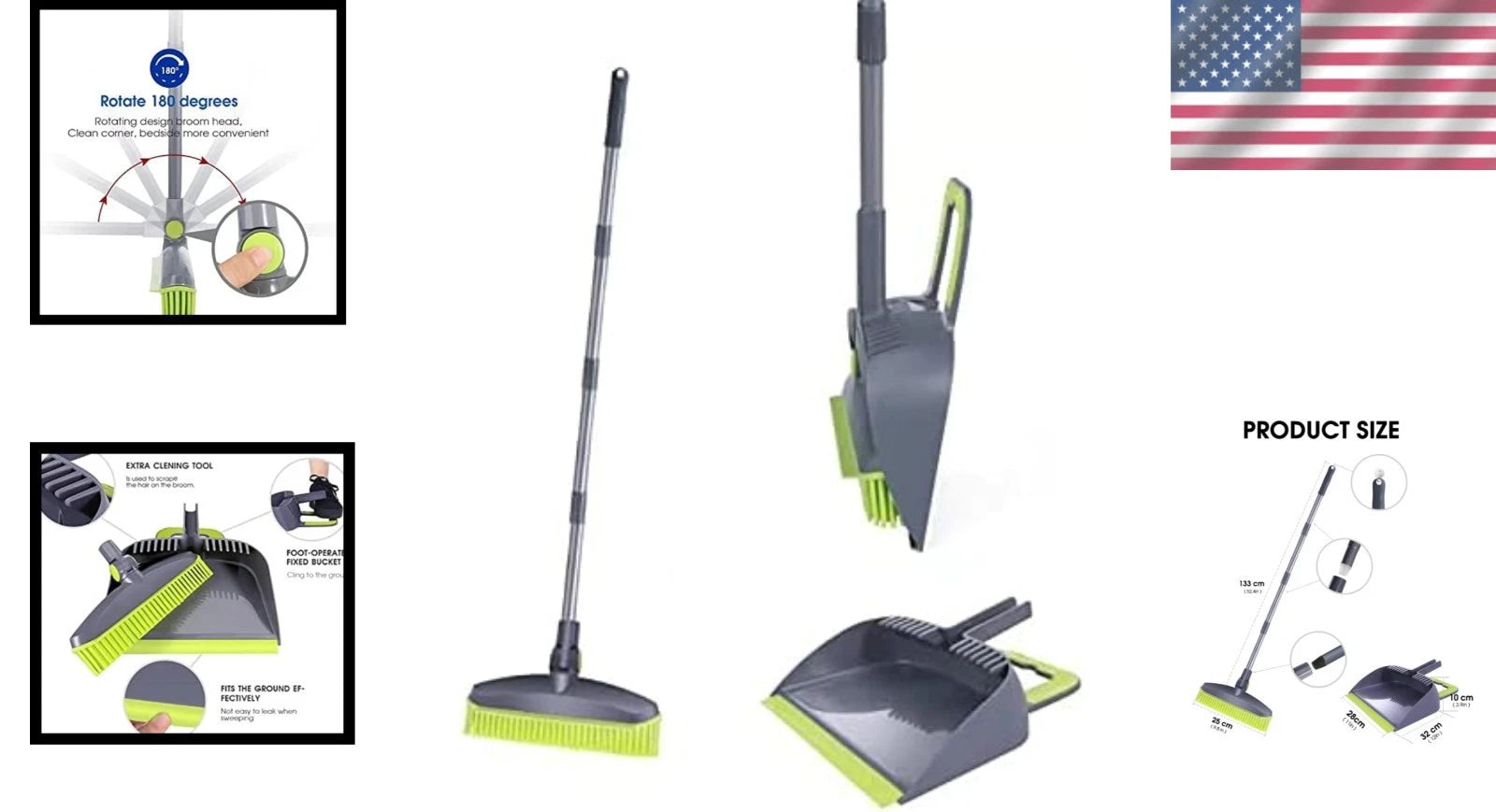 Versatile Indoor/Outdoor Cleaning Set with Adjustable Angle Broom & Dustpan