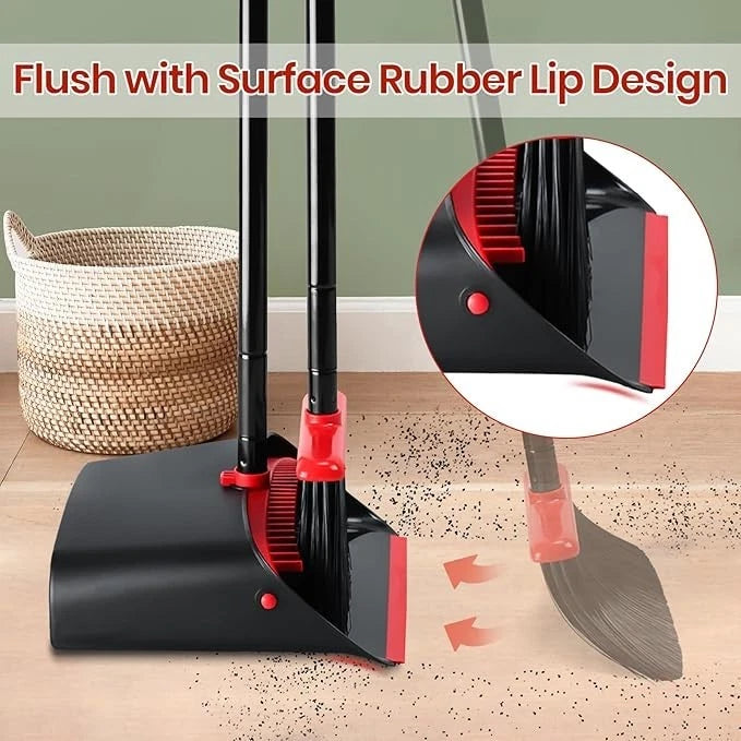 Set de Escoba y Recogedor con Palo Ajustable para Casa Limpieza Vertical Nuevo