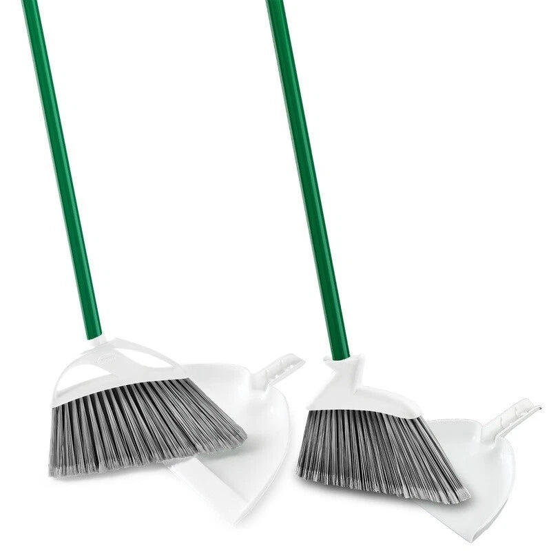 Angle Broom & Dust Pan Set Heavy Duty Cleaning Tools Indoor & Outdoor Use Green