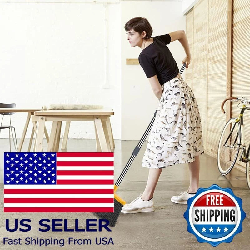 Upgrade Broom and Dustpan Set, Self-Cleaning Teeth, Indoor/Outdoor Use,