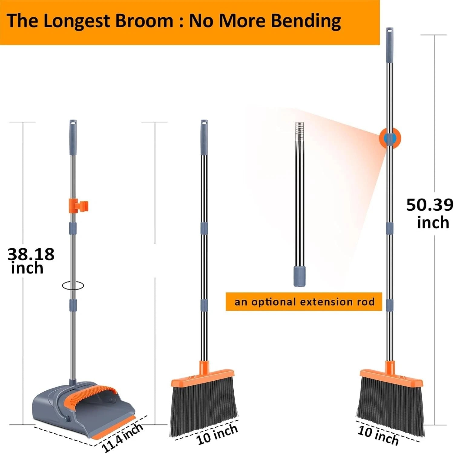 Ultimate Broom & Dustpan Set - 51" Stand-Up Design for Effortless Cleaning