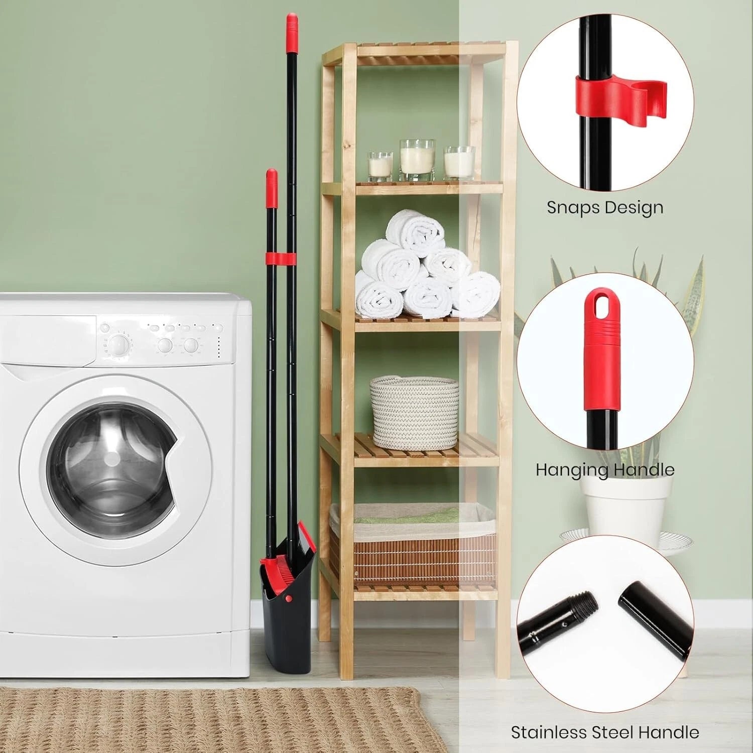 Compact Broom and Dustpan Set with Aluminum Handle for Easy Storage & Efficiency