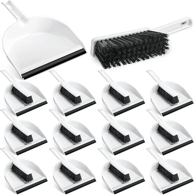 Zubebe 12 Pcs Mini Dustpan and Brush Set, Small Broom Mainly White