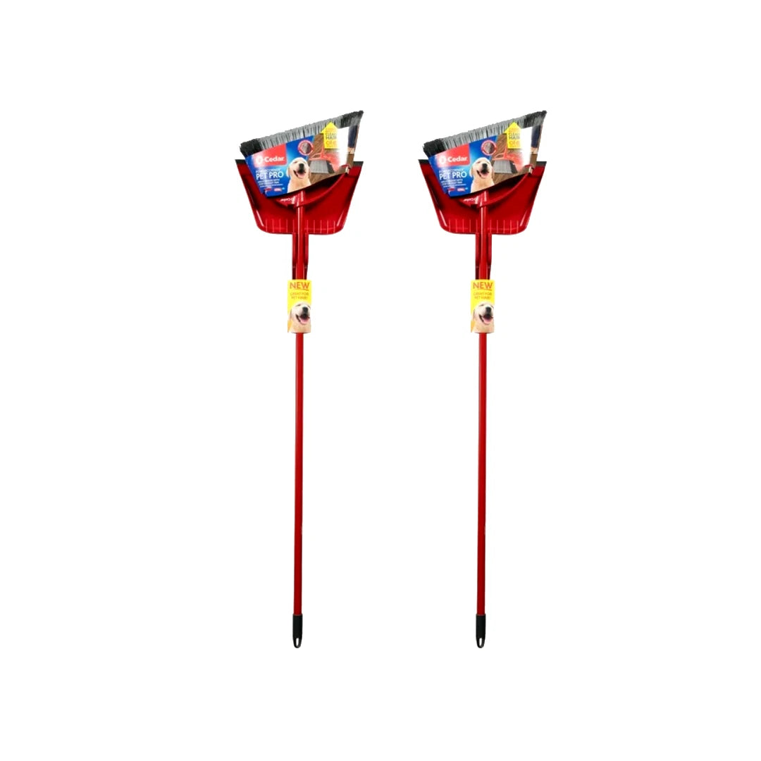 Power Corner Pet Pro Angle Broom with Step on Dust Pan - Pack Of 2