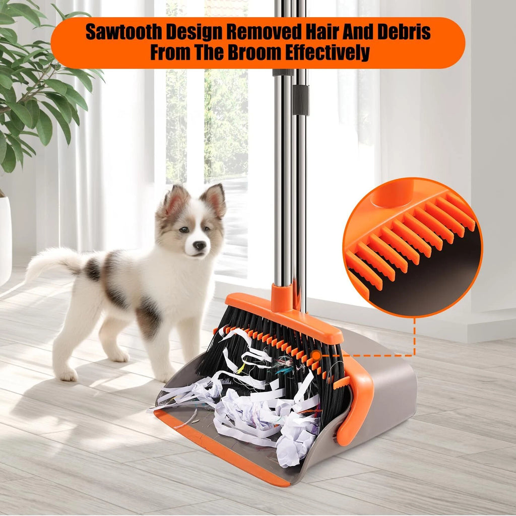 Large Broom and Dustpan,Broom and Dustpan Set,Heavy Duty Dust Pan with 55"Long