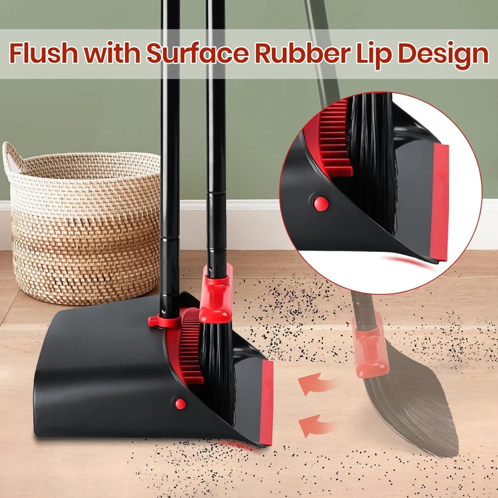 Compact Broom and Dustpan Set with Aluminum Handle for Easy Storage & Efficiency