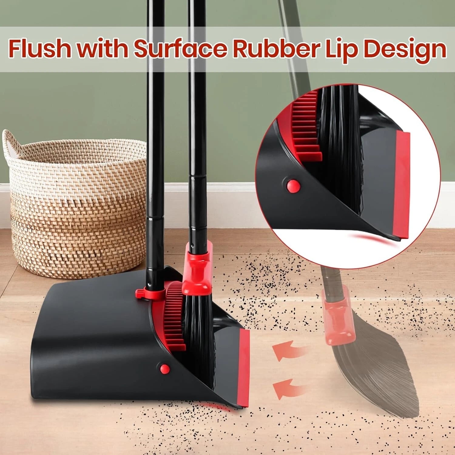 Compact Broom and Dustpan Set with Aluminum Handle for Easy Storage & Efficiency